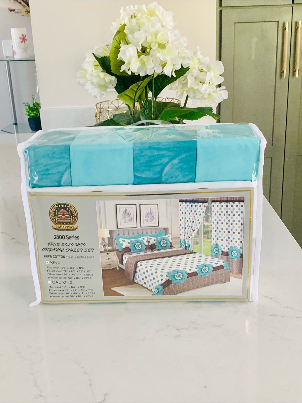 Papapiyay 2800 Series 8pc Solo Mio King Cal King Sheet Bedding Set w/ Curtains
